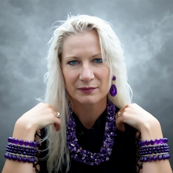 CHUNKY AMETHYST NECKLACE, GENUINE AMETHYST PIECES ! 18 INCH 2 INCH EXTENSION=20 - Picture 1 of 3